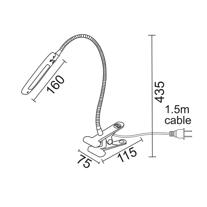 ACA Fotistiko Gafeiou LED Plastiko Ble me Efkampto Braxiona 7.5x11.5x43.5cm Fusiko Lefko 15205LEDBEC