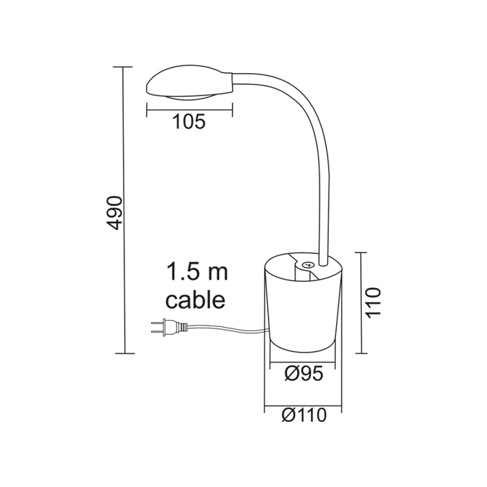 ACA Fotistiko Gafeiou LED Fusiko Lefko ''HULLEN'' Plastiko Prasino me Molubothiki F11x49cm 16035LEDGN