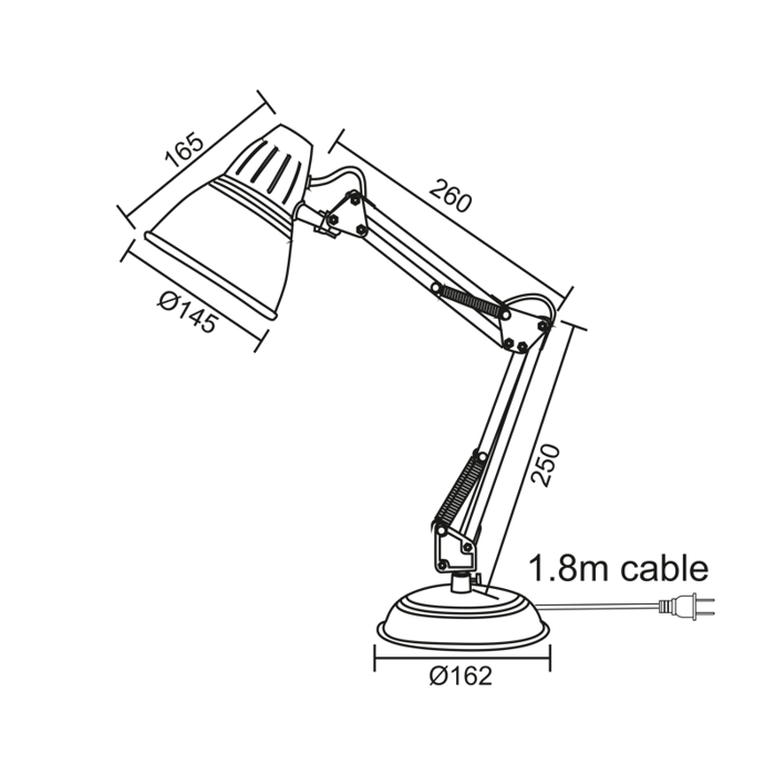 ACA Fotistiko Gafeiou Metalliko Mavro me Ruthmizomeno upsos E27 F16.2xF14.5x51cm 2429MBK