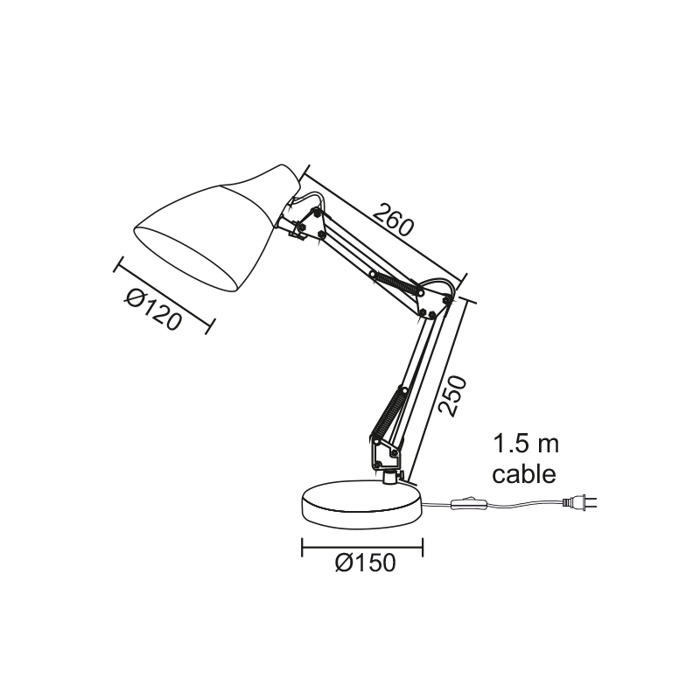 ACA Fotistiko Gafeiou Metalliko Mavro me Ruthmizomeno upsos E27 F12xF15x51cm 2918BK