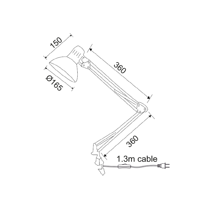 ACA Portatif 'PENNA' Metalliko Ggri me Sfiggtira E27 F16.5x72cm SF606BG