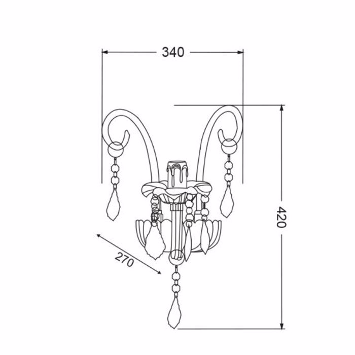 ACA Aplika Toixou 'GIZA' Akruliko/Metallo Diafano/Xromio E14 34X27X42ek SF633121W