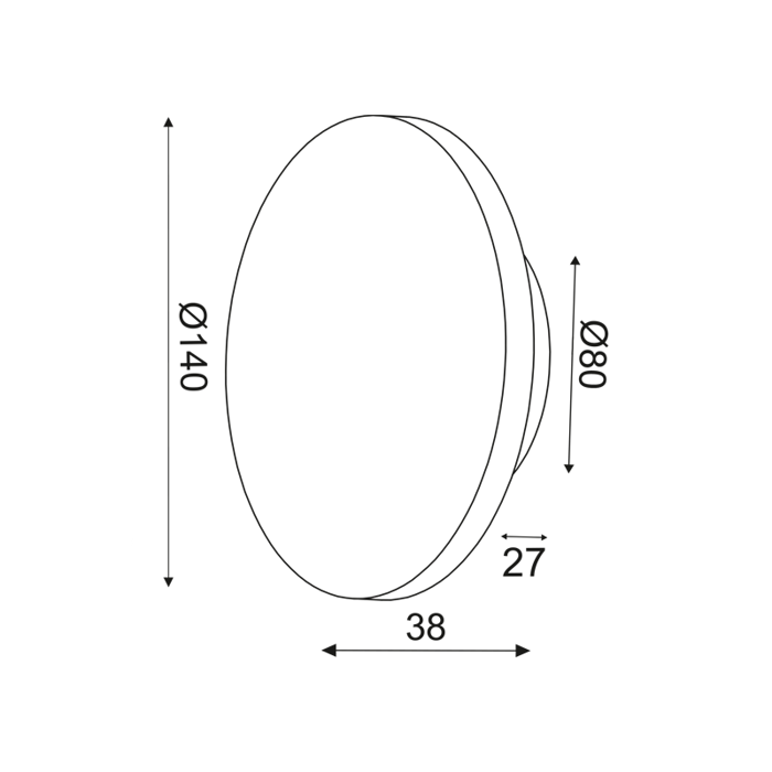 ACA Fotistiko Toixou-Orofis 'ECLIPSE' MDF/Metalliko Lefko F14x3.8cm LED Thermo Lefko ZM1705LEDWW