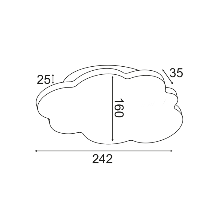ACA Paidiki Aplika Toixou 'HOLMA' MDF Lefki 24.2x3.5x16cm LED Thermo Lefko ZM44LEDW24W