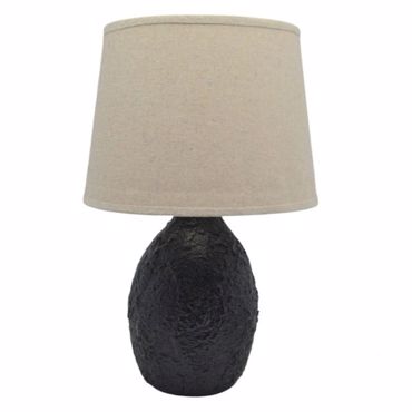 Ankor Πορτατίφ Κεραμικό Μαύρο με Εφέ Πέτρας και Μπεζ Καπέλο 22x8.5x33cm Ε14 (838271)