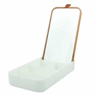 Dimitracas Επιτραπέζιος Καθρέπτης SPIRELLA Alais Medium από PS/Γυαλί/Bamboo Λευκός 23x13.8x22cmcm 06233.001