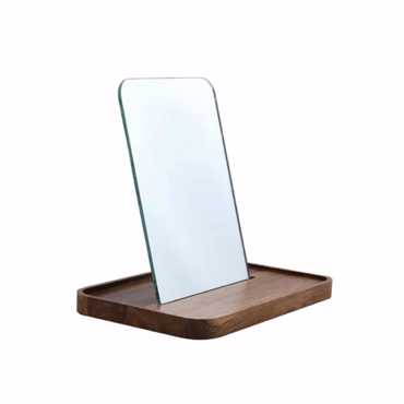Dimitracas Επιτραπέζιος Καθρέπτης SPIRELLA Alesia με Ξύλινη Βάση 12.8x17.4x1.4cm 06235.001