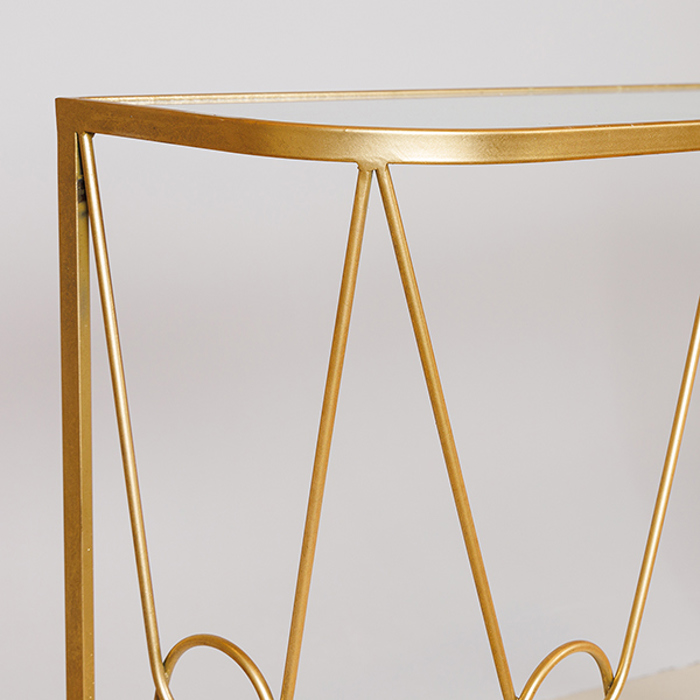 ESTHETI home Set ton 2 Konsola Metalliki Xrusi me Epifaneia Kathrepti 100x30x75cm/90x26.5x70cm 750-27031