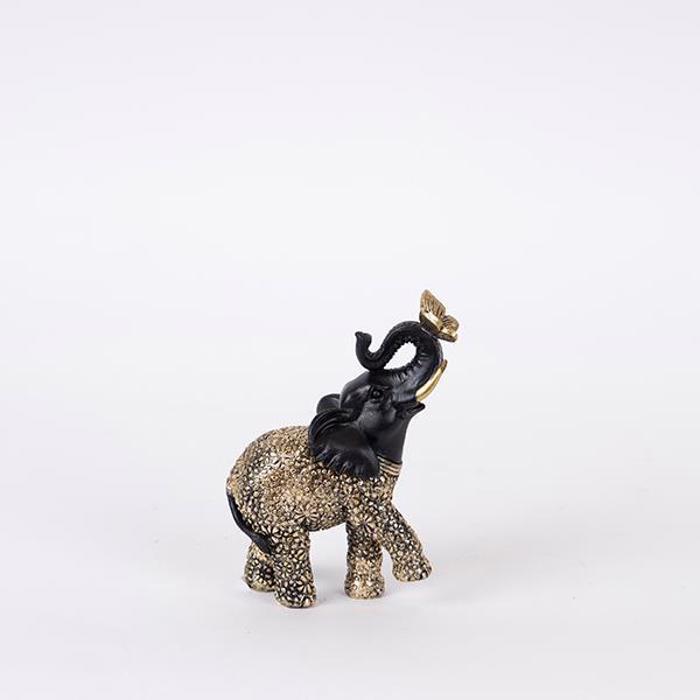 ESTHETI home Epitrapezio Diakosmitiko ''Elefantas me Petalouda'' Resin Mavro/Xruso 9x4.5x12.5cm 752-11626