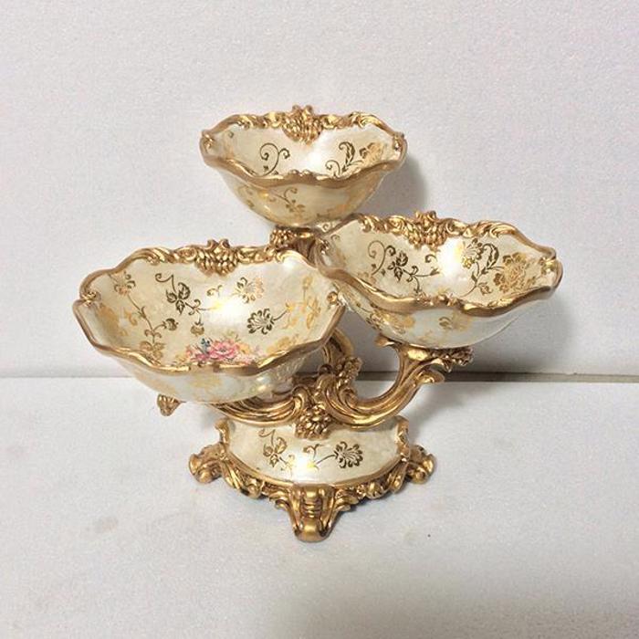 ESTHETI home Piateles me Podi Porselanis/Resin Bez/Xruses 32x20x26cm 752-15020