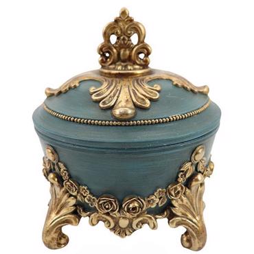 ESTHETI home Μπιζουτιέρα Resin Πράσινη/Χρυσή Φ12x13cm 752-17070