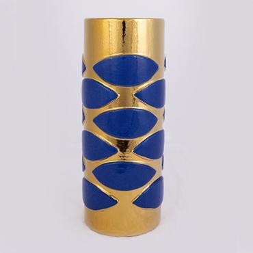 ESTHETI home Βάζο Κεραμικό Μπλε/Χρυσό 12x12x26.5cm 752-20172