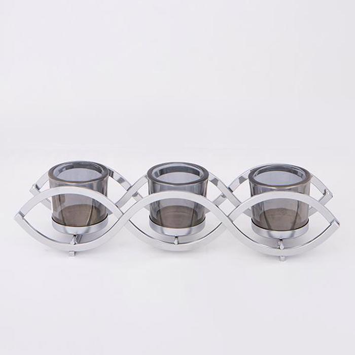 ESTHETI home Kiropigo Reso 3 Theseon Metalliko Xromio me Ggri Gyali 33x8x8cm 752-24036