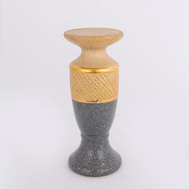 ESTHETI home Κηροπήγιο Κεραμικό Γκρι/Χρυσό Φ10.5x25cm 752-25034