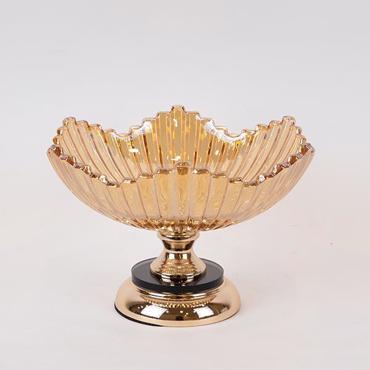 ESTHETI home Τουρτιέρα Μεταλλική/Γυάλινη Χρυσή Φ29x18cm 754-11022