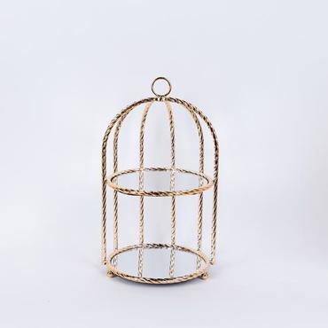 ESTHETI home Διώροφη Ορντερβιέρα Μεταλλική Χρυσή με Καθρέπτη Φ23x42cm 754-11025