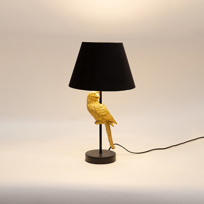 ESTHETI home Epitrapezio Fotistiko ''Papaglos'' Resin Xruso/Mavro me Beloudino Kapelo E27 F12x33cm 757-10013