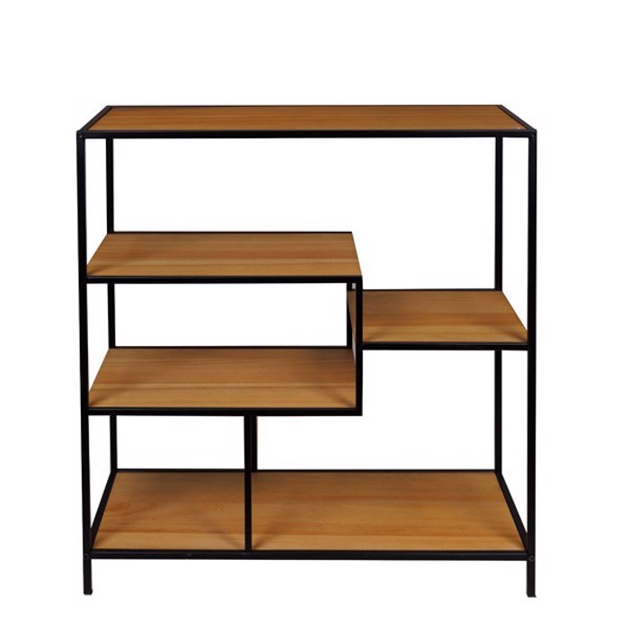 ESTHETI home Rafiera Metalliki/MDF Mavri/Kafe me 5 Rafia 77x33x80cm 810-00028