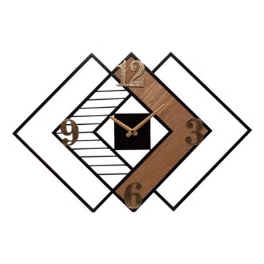 ESTHETI home Ρολόι Τοίχου Μεταλλικό/Ξύλινο Φυσικό/Μαύρο/Χρυσό 63x3.5x42.5cm 813-10004