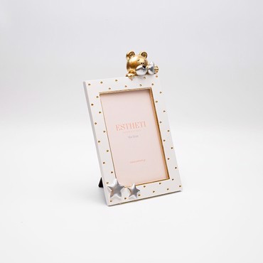 ESTHETI home Παιδική Κορνίζα ''Αρκουδάκι'' Resin Πουά Λευκή/Εκρού 13.5x2x22.4cm 815-00044