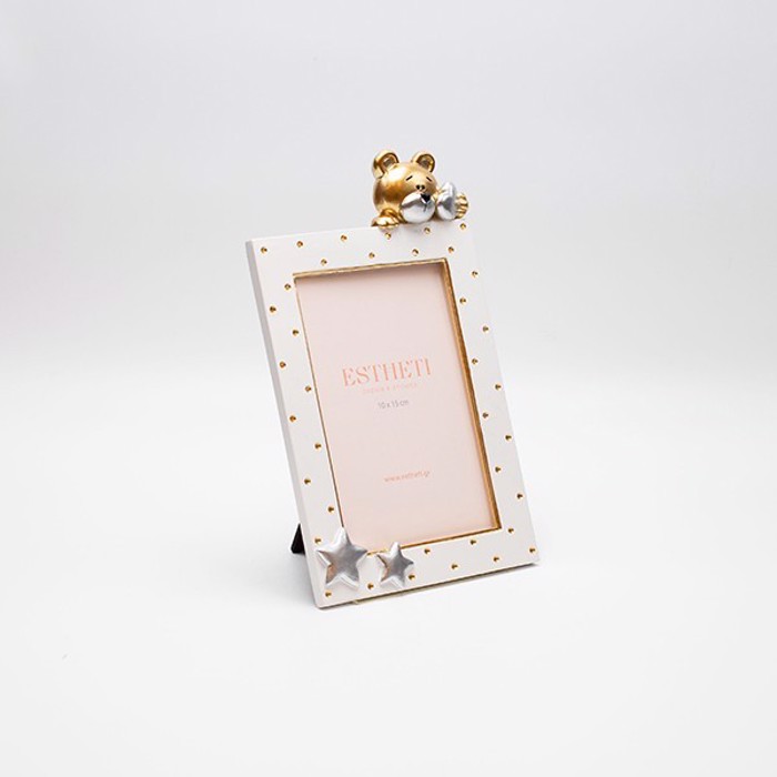 ESTHETI home Paidiki Korniza ''Arkoudaki'' Resin Poua Lefki/Ekrou 13.5x2x22.4cm 815-00044