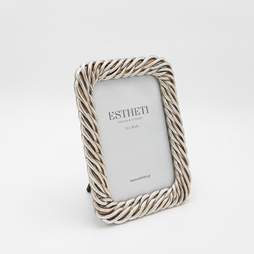 ESTHETI home Κορνίζα Πλεξούδα (13x18cm) Resin Αντικέ Ασημί 17x1.5x22cm 815-00115