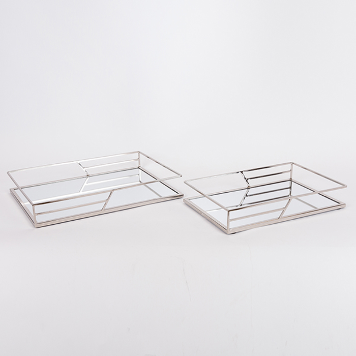 ESTHETI home Set ton 2 Diskos Metallikos Asimi me Kathrepti 35x25x5cm/30.5x20.5x5cm 819-00084