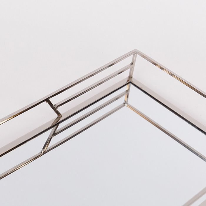 ESTHETI home Set ton 2 Diskos Metallikos Asimi me Kathrepti 35x25x5cm/30.5x20.5x5cm 819-00084