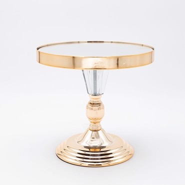 ESTHETI home Τουρτιέρα με Βάση Μεταλλική Χρυσή με Καθρέπτη Φ20x20cm 819-00262