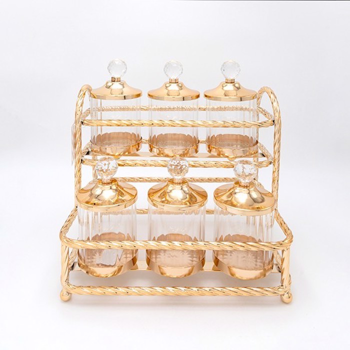 ESTHETI home Set ton 6 Diakosmitika Bol Metallika/Gyalina Xrusa 29x29x20cm 819-00273