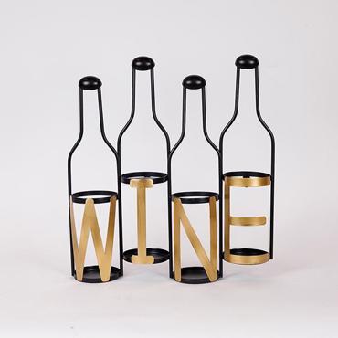 ESTHETI home Μπουκαλοθήκη Επιτοίχια Μεταλλική Μαύρη/Χρυσή 43.5x11x46.5cm 819-00364
