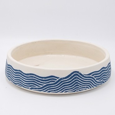 ESTHETI home Διακοσμητική Πιατέλα Τσιμεντένια Μπλε/Λευκή Φ30x7cm 819-00484