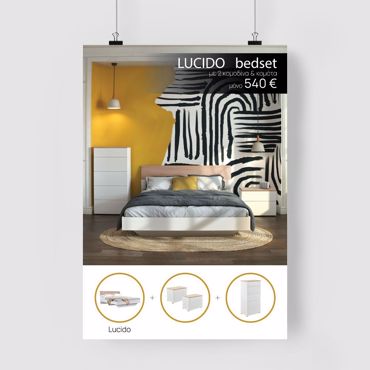 Liberta - Maison LUCIDO Σετ Κρεβατοκάμαρας 3+1 Λευκό Oak/Φυσικό 09-2151