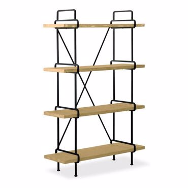 Liberta - Maison STAPLES Βιβλιοθήκη με 4 Ράφια Μαύρη/White Washed 110x40x170.5cm 24-0421