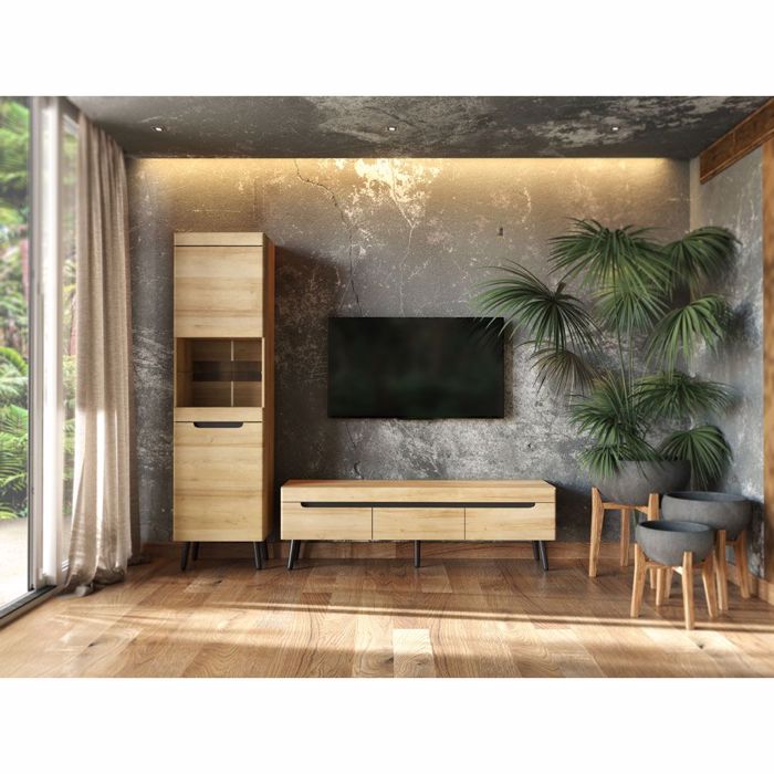 Liberta - Maison GRIF Βιτρίνα Φυσική/Μαύρη 53x40x197cm 24-0703 Liberta - Maison GRIF Bitrina Fusiki/Mavri 53x40x197cm 24-0703