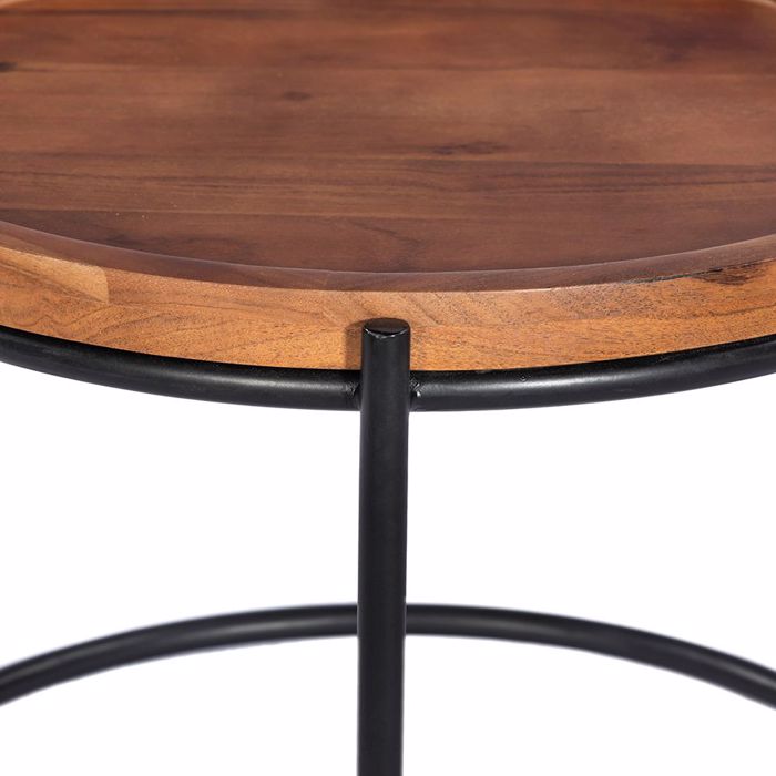Liberta - Maison CELLINI Σετ των 2 Coffee Table Καρυδί Ανοιχτό/Μαύρο Φ70x43cm 04-1049 Liberta - Maison CELLINI Set ton 2 Coffee Table Karudi Anoixto/Mavro F70x43cm 04-1049