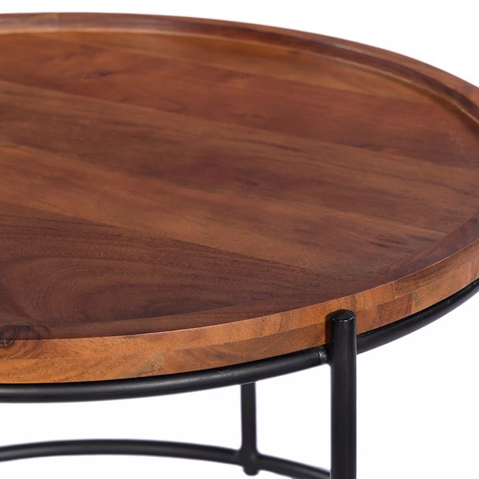 Liberta - Maison CELLINI Σετ των 2 Coffee Table Καρυδί Ανοιχτό/Μαύρο Φ70x43cm 04-1049 Liberta - Maison CELLINI Set ton 2 Coffee Table Karudi Anoixto/Mavro F70x43cm 04-1049