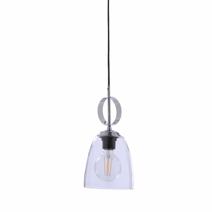 NG Santas Kremasto Fotistiko Orofis Metalliko me finirisma Xromio me Diafano Gyali 30X15ek E27 438-1