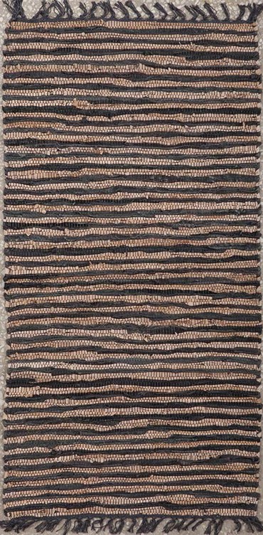 ΠΕΡΣΙΚΑ Χαλί Δερμάτινο με Κρόσσια 'Leather Stripe Rugs' Coffe/Camel 70x130cm PRS030801