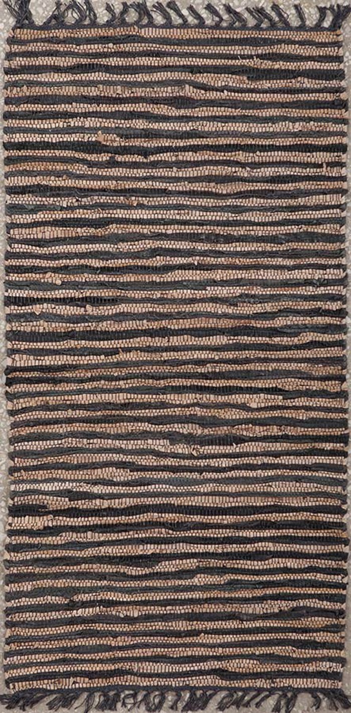 PERSIKA Xali Dermatino me Krossia 'Leather Stripe Rugs' Coffe/Camel 70x130cm PRS030801