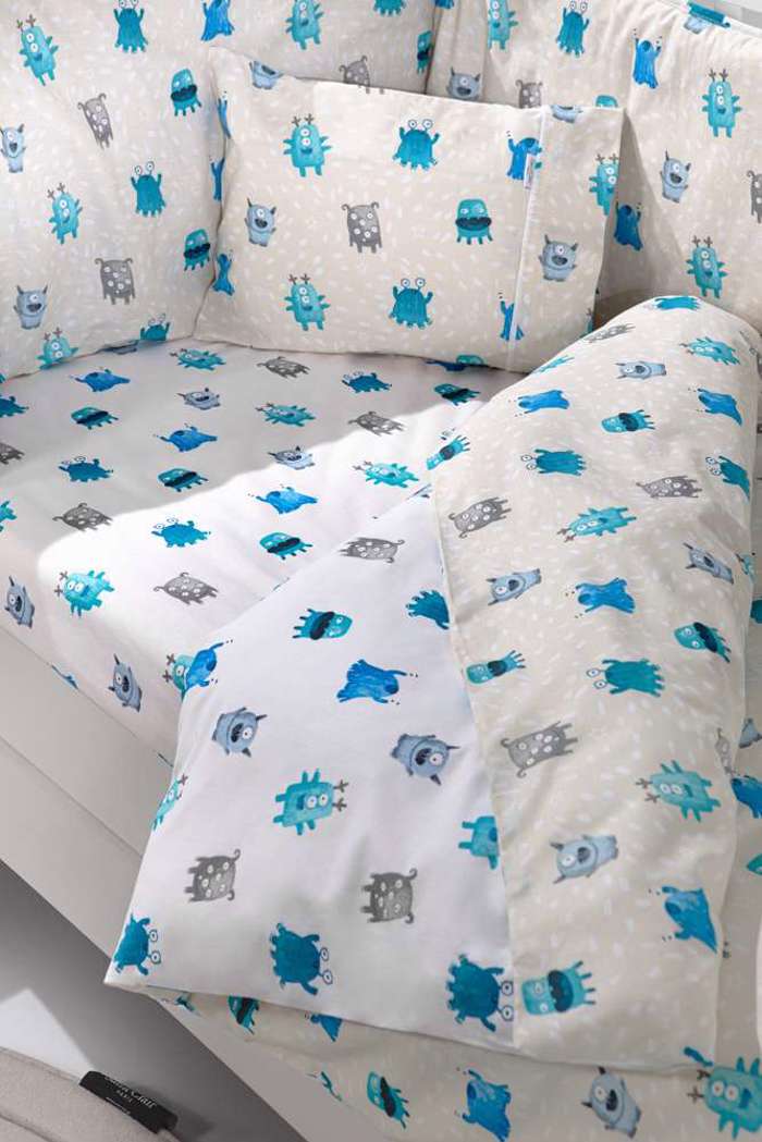 Saint Clair Set Brefika Sentonia 115x170cm kai Maxilarothiki 30x40cm Monsters Blue