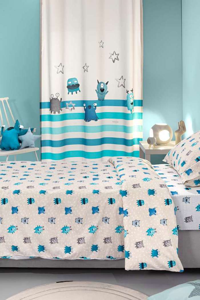 Saint Clair Set Paidiki Paplomatothiki 160x220cm & Maxilarothiki 50x70cm Monsters Blue