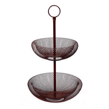 Φρουτιέρα Δύο Επιπέδων Μεταλλική Στρογγυλή Κεραμιδί Φ29x50cm ATG111 Espiel