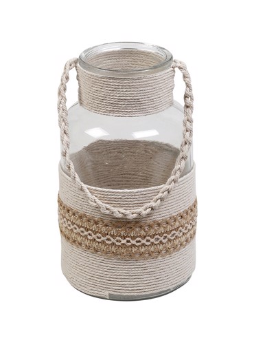 Φανάρι Γυάλινο με Μπεζ Πλέξη 18Χ30εκ DET106 Espiel