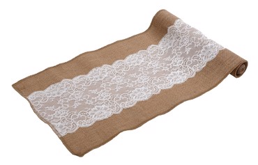 Runner Μπεζ με Λευκή Δαντέλα (Γιούτα) 30Χ180εκ DYT105 Espiel