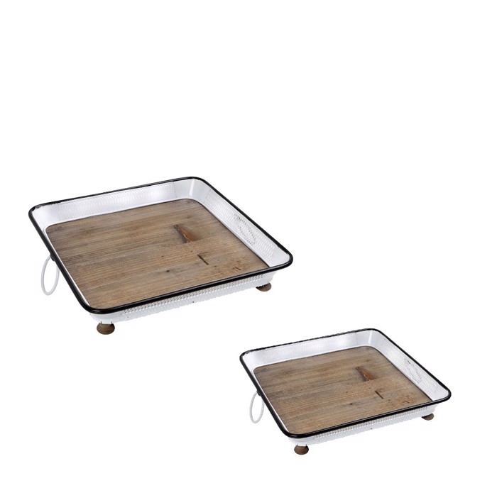 Set ton 2 Diskos Metallikos Lefkos me Xulino Pato 38.5X38.5X9/32.5X32.5X9ek ELV204 Espiel