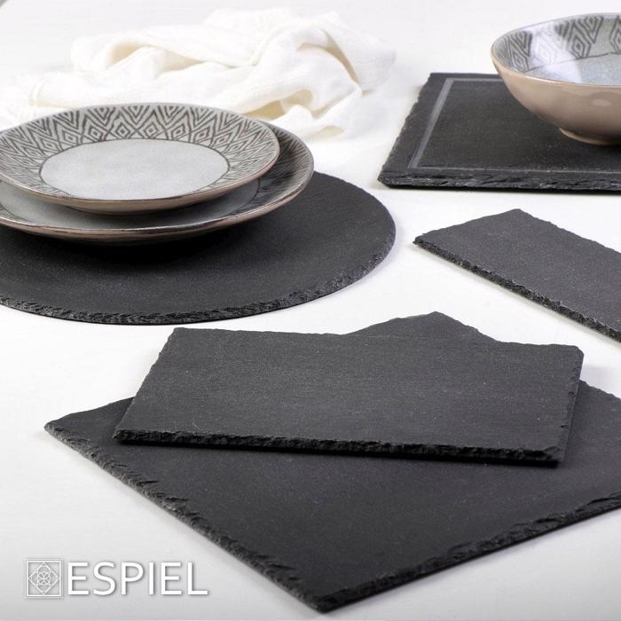 Πλατώ Σερβιρίσματος από Πέτρα Μαύρο 20x13x0.5cm FAV104 Espiel Plato Serbirismatos apo Petra Mavro 20x13x0.5cm FAV104 Espiel