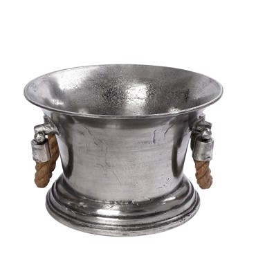 Σαμπανιέρα Αλουμινίου Ασημί με Λαβές και Σχοινί Φ40x25cm FLA320 Espiel