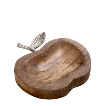 Πιατέλα Ξύλινη ''Μήλο'' με Μεταλλική Λαβή Ασημί 19X18X4cm FRI150K4 Espiel