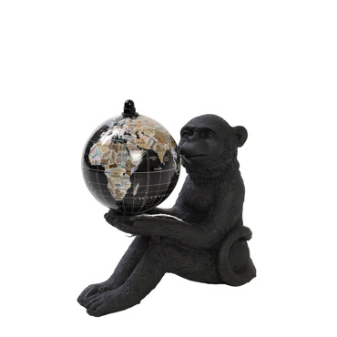 Φιγούρα Μαϊμού με Υδρόγειο Σφαίρα Resin Μαύρη 13x9x16cm GOR111K3 Espiel